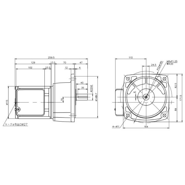 ニッセイ ギヤードモーター G3F22N30-MM02TNNTN 平行軸 フランジ取付 0.2kW ...