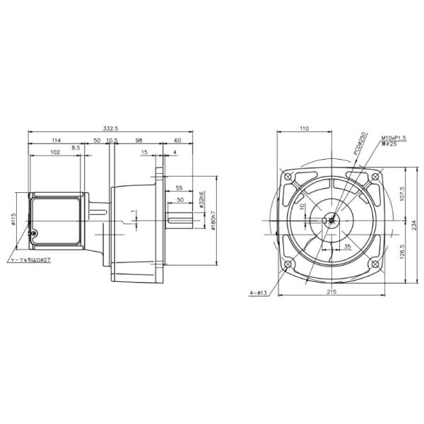 ニッセイ ギヤードモーター G3F32N12X-MM01TNNTN 平行軸 フランジ取付 0.1kW...
