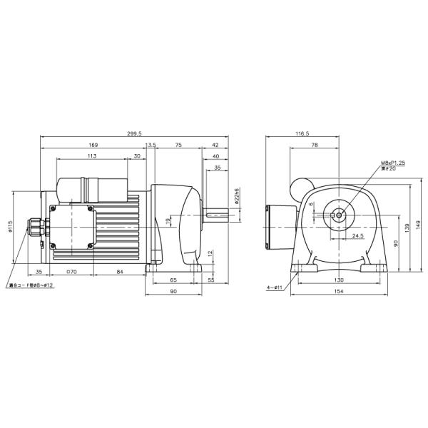 ニッセイ ギヤードモーター G3L22N60-MM01CNJAN 平行軸 脚取付 0.1kW 減速比...