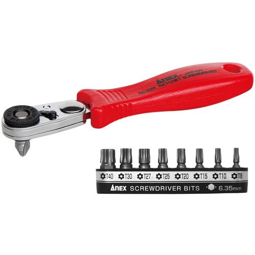 アネックス コンパクトビット・ラチェット52 525-9T 超短ヘクスローブビットセット ストレート...