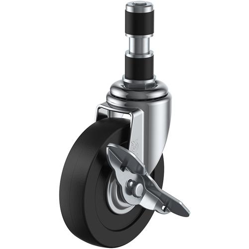 ユーエイ 差し込み式 ETF-125RHS-35P 自在 キャスター ゴム 車輪径125mm ストッ...