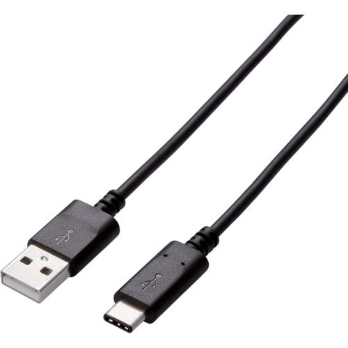 ELECOM USB2.0ケーブル U2C-AC20NBK A−Cタイプ 認証品 3A出力 2.0m...