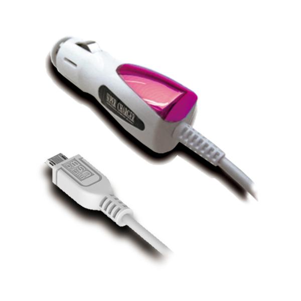 カシムラ 車載用充電器 micro USB 1.2m ホワイト-ピンク AJ-507