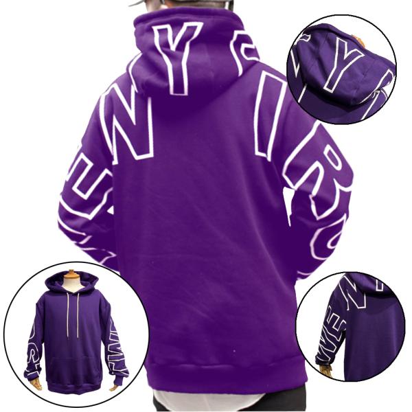 パーカー メンズ 長袖 紫 白 バックプリント ストリート系 デカロゴ オーバーサイズ 派手 ビーロ...