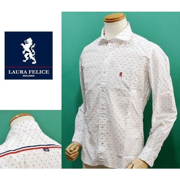 【半額 50%OFF SALE】 ラウラフェリーチェ 長袖シャツ 春夏 白ドット 日本製 メンズ ラ...