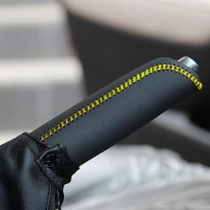 汎用 ハンドブレーキ カバー サイドブレーキ【 黒赤ステッチ 】 高級本