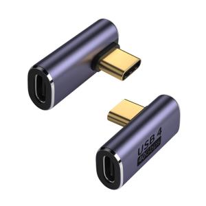 タイプC USB 4.0 変換 アダプタ 90度 2個セット USB-C メス to USB-C オス 延長 中継 コネクタ  メス オス 延長 USB4 Type-C 40Gbps 高速データ転送