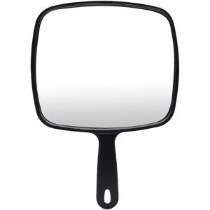 手鏡 大きい ハンドミラー 化粧鏡 メイクミラー 化粧道具 ブラック( ブラック)