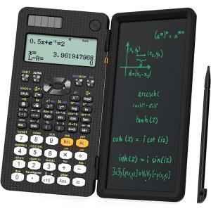 関数電卓 電卓付き電子メモパッド 417関数・機能 微分積分・統計計算・数学自然表示 MDM( 黒,  折りたたみ可)｜sevenleaf