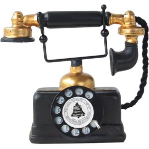 電話機 黒電話 インテリア 置物 装飾用 模型 おもちゃ レトロ アンティーク 雑貨( 黒)