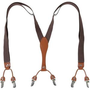 サスペンダー レザー＆ゴムサスペンダー メンズ レディース Y型 2.5cm幅x最長110cm MDM