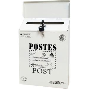 ポスト アメリカン メールボックス 壁掛け 鍵付き 郵便受け 簡易 レトロ 屋外 投書箱 ホワイト 白(ホワイト（白）)