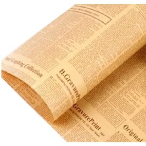 ラッピングペーパー 50x70cm 英字新聞風 クラフト紙 ギフト 花束 お菓子 雑貨屋 ブックカバー