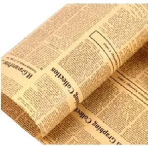 ラッピングペーパー 50x70cm 英字新聞風 クラフト紙 ギフト 花束 お菓子 雑貨屋 ブックカバー