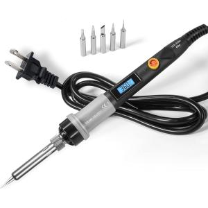 はんだごてセット 80W 温度調節可 LEDデジタル 200℃-450℃オン/オフスイッチ付き 精密 MDM(黒)