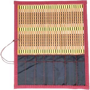 筆巻き ポケット付き 収納 持ち運び 書道 毛筆 竹製 コンパクト