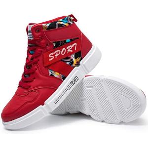 アスペルシオ ハイカット シューズ スニーカー メンズ カラフル 運動靴 v系 はいカット クツヒモ(ハイカット レッド, 25.5)