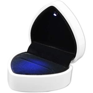 指輪ケース アクセサリーケース LEDライト付き 記念日 プロポーズ プレゼント ハート形 ホワイト( ハート形 ホワイト)