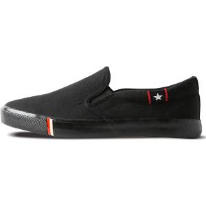 カエナリエ メンズ レディース スリッポン デッキシューズ 黒 白 キャンバス カジュアル