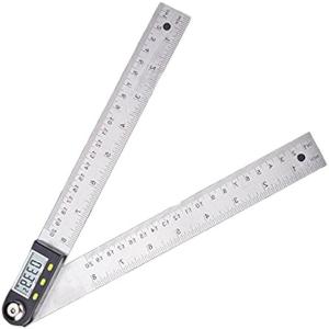 デジタル 角度計 20cm 30cm ステンレス鋼 定規 ホールド 長さ 測定 防水 IP54 生活防水 360度(サイズ：20cm)