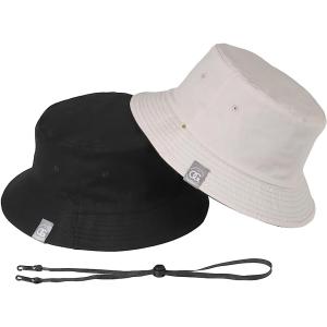 バケットハット 大きいサイズ メンズ 帽子 バケハ リバーシブル 紐付き ブラック、ベージュ( ブラック/ベージュ,  3L)｜sevenleaf