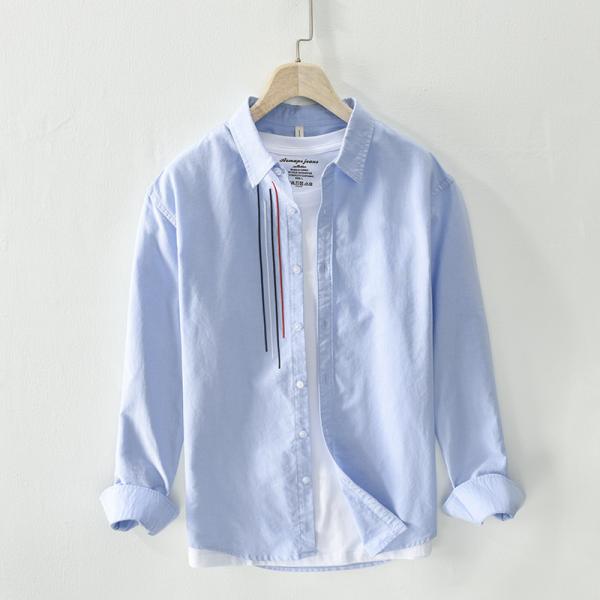 オックスフォードシャツ 白シャツ メンズ 長袖 無地 ワンポイント 100％綿 シンプル ライトアウ...