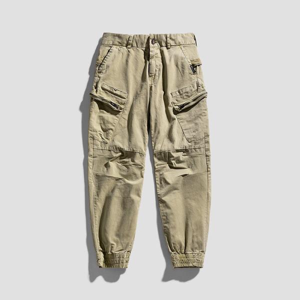 ワークパンツ メンズ ジョガーパンツ 多ポケット カーゴ ミリタリー風 ストレッチ チノ ボタン留め...