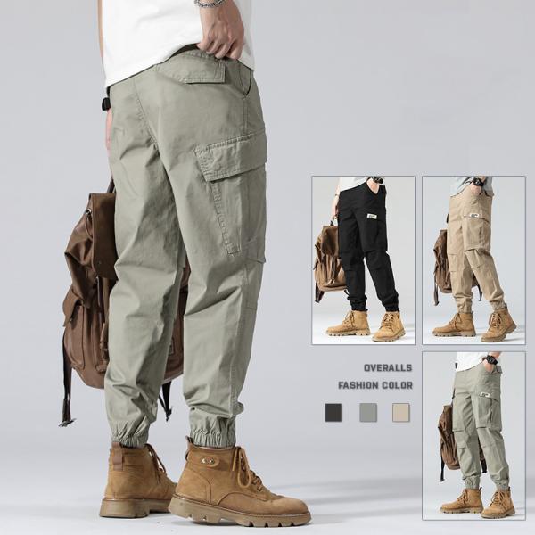 ジョガーカーゴパンツ メンズ 無地 ミリタリー ウエストゴム アンクル丈 キレイめ カーゴパンツ カ...