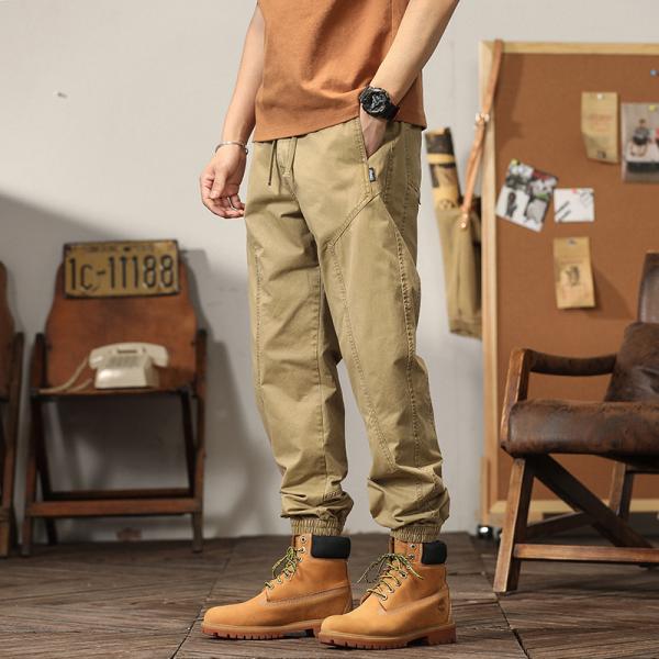 ジョガーパンツ カーゴパンツ メンズ ウエストゴム 紐 100％コットン ワーク 作業着 カジュアル...