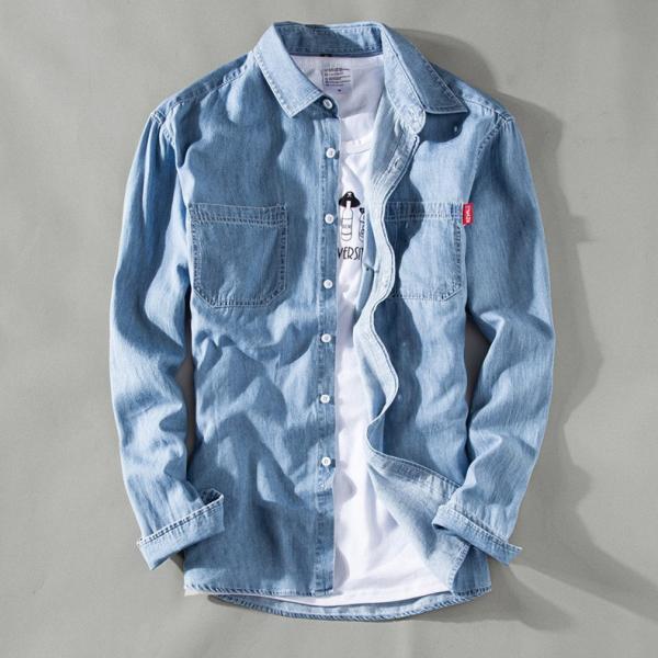 デニムシャツ シャツ メンズ 長袖 メンズシャツ おしゃれ ダンガリーシャツ シャンブレーシャツ ポ...