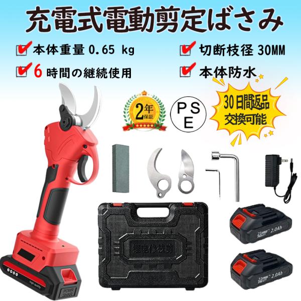 電動 剪定ばさみ 電動ハサミ 電動はさみ コードレス 充電式 30mm 園芸用剪定用具 小型 プロ用...