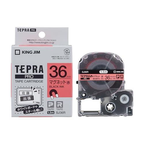 キングジム 純正 テプラPROテープカートリッジ マグネットテープ 36mm 赤ラベル/黒文字 長さ...