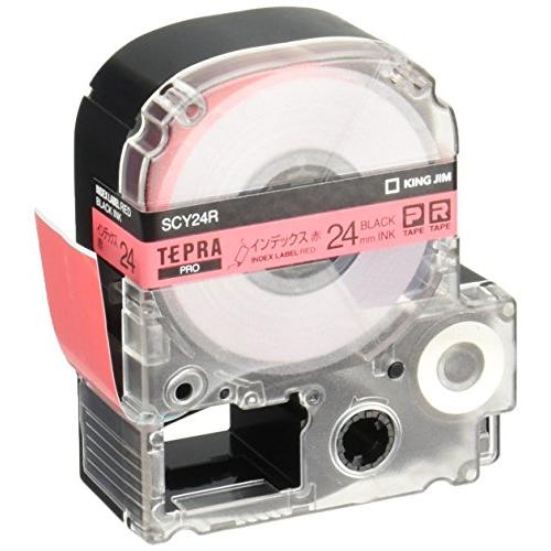 キングジム 純正 テプラPROテープカートリッジ インデックスラベル 24mm 赤ラベル/黒文字 長...