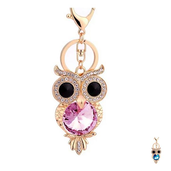 ふくろう アクセサリーチャーム フクロウ キーホルダー 大粒ストーン 落下防止 鍵 紛失防止 かわい...
