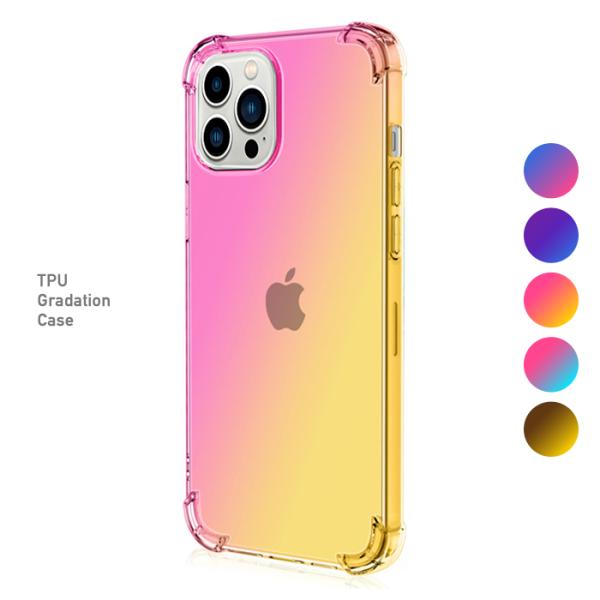 グラデーション ケース 耐衝撃 iPhone13 Pro 衝撃吸収 ストラップホール 背面 カバー ...