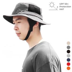 UVカット 帽子 メンズ 紫外線対策 バケットハット サファリハット サーフハット UPF50+ メッシュ 日焼け対策 あご紐付き 暑さ対策 サーフィン サイズ調整可能