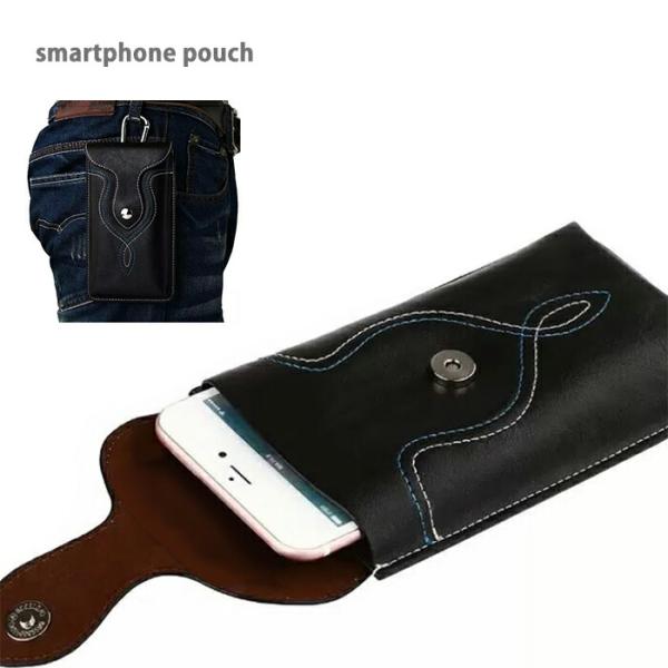 カラビナ付き スマホポーチ ウエストポーチ ベルト通し 縦型 多機種対応 メンズ スマホホルダー 軽...