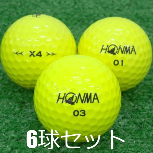 ロストボール ホンマ X4 イエロー 6球セット 中古 Aランク 黄色 本間 ゴルフボール