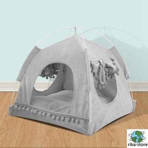 ペットハウス ドーム型 ペットベッド 猫 小型犬用 折り畳み 洗える テント クッション 犬小屋 犬ベッド 猫小屋 猫ベッド｜sewingrika-store