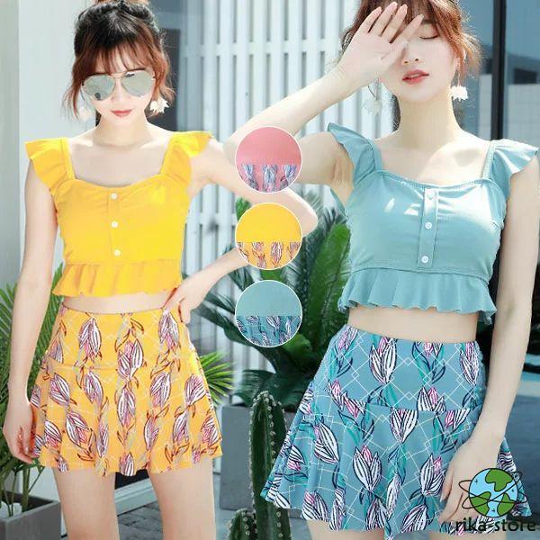 セパレート 水着 高校生 中学生 レディース 2点セット 体型カバー シンプル ビーチウエア 可愛い...