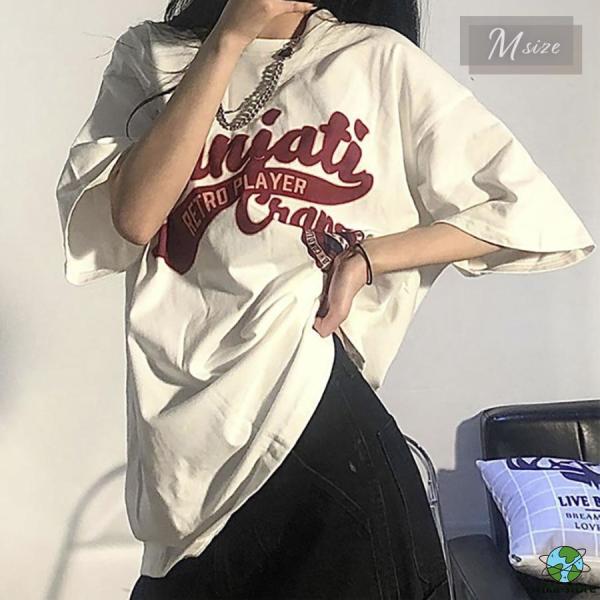 トップス Tシャツ RETRO PLAYER ホワイト 半袖 Mサイズ 病みかわ 韓国ファッション ...