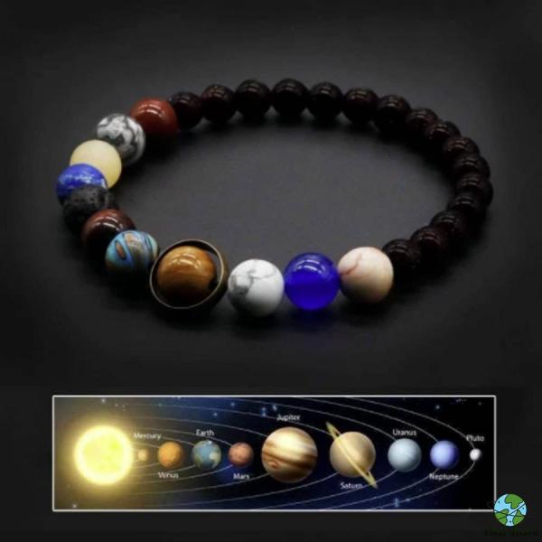 ブレスレット 太陽系 パワーストーン 水金地火木土天海冥 数珠 シンプル ジュエリー アクセサリー ...
