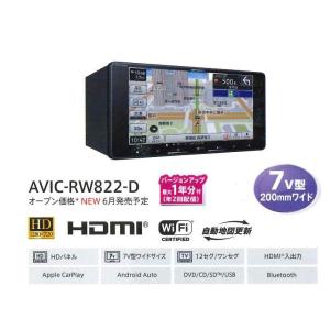 楽ナビ　カロッツェリア　７インチ　ワイド　フルセグ　DVD　Bluetooth　HDMI　RW822...