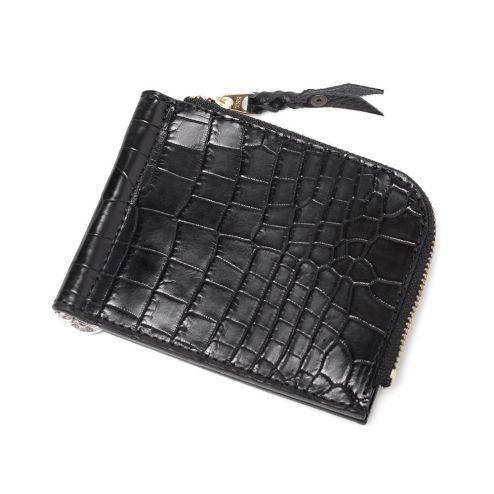 S'FACTORY マネークリップ L字ファスナー マネークリップ コインケース付き クロコダイル（...
