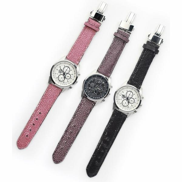 S'FACTORY 腕時計 クロノグラフ腕時計レザーベルト スティングレー（エイ革）