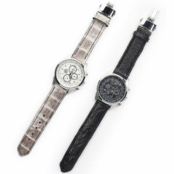 S'FACTORY 腕時計 クロノグラフ腕時計レザーベルト クロコダイル（ワニ革）