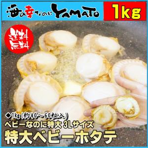 ホタテ ほたて 特大ベビーホタテ たっぷり1kg 3Lサイズ 約40〜60粒入 帆立  貝 冷凍食品 おつまみ お中元