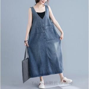 デニムサロペットスカートレディース体型カバージ...の詳細画像1