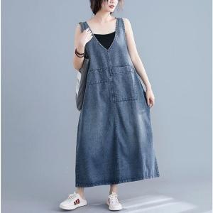 デニムサロペットスカートレディース体型カバージ...の詳細画像4