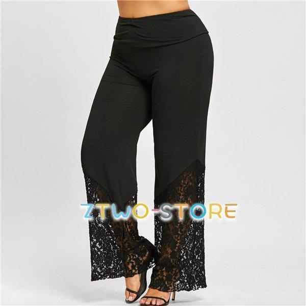 パンツ レディース ボトムス レース イージーパンツ ウエストゴム きれいめ シンプル ロング ペチ...